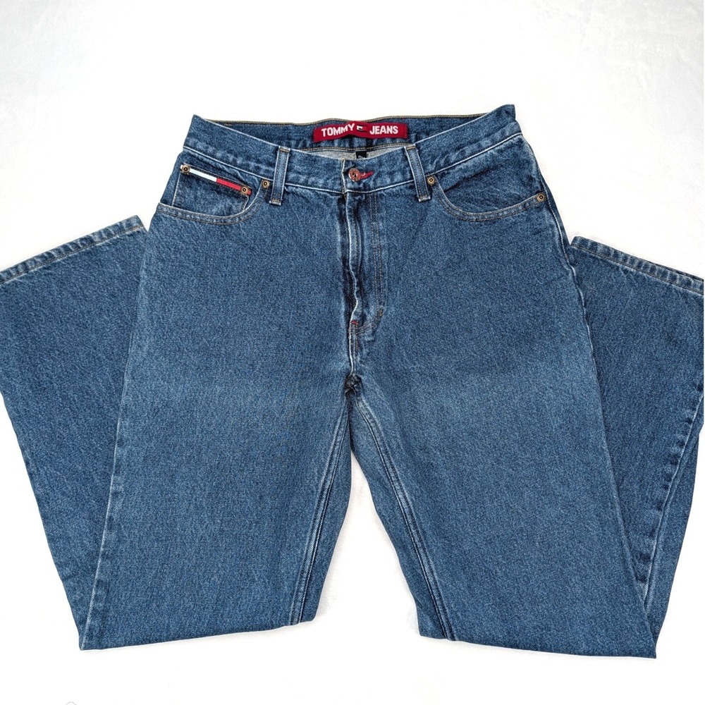 Tommy‎ Jeans Mens 31x32 Vintage 90s Straight Leg Denim Blue Medium Wash Jeans